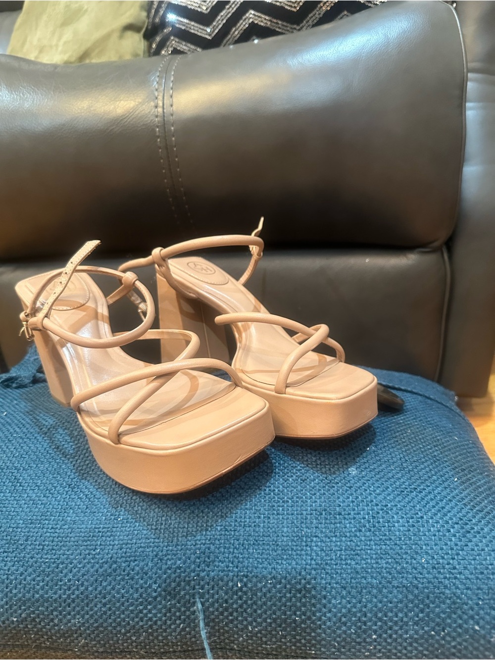 Ash Beige Strappy Platform Sandals